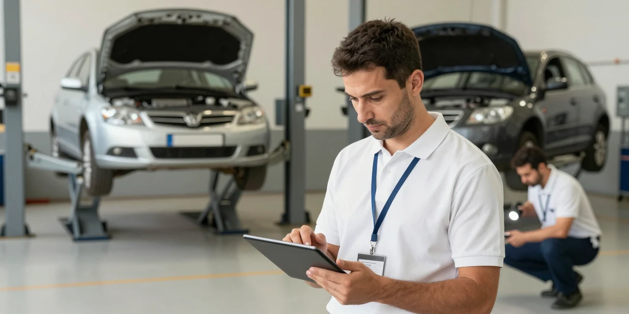 Barem Cars sertifikali ekspertiz teknisyenleri araç inceliyor